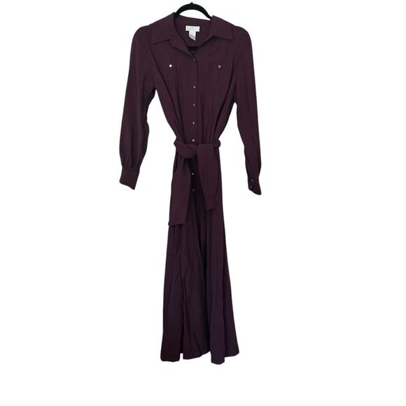 Soft Surroundings Women’s Long-Sleeve Button-Down Belted Maxi Dress Size XS - Picture 3 of 8